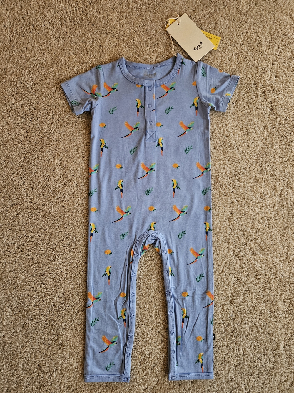 Kyte BABY Macaw Retired Print Short Sleeve Romper